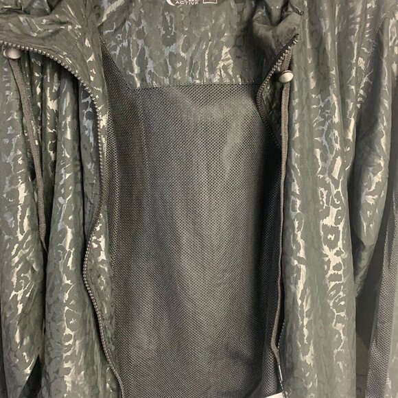 Zyia Active Windbreaker Black Cheetah Print Full Zip Hooded UtilityJacket - Picture 11 of 14